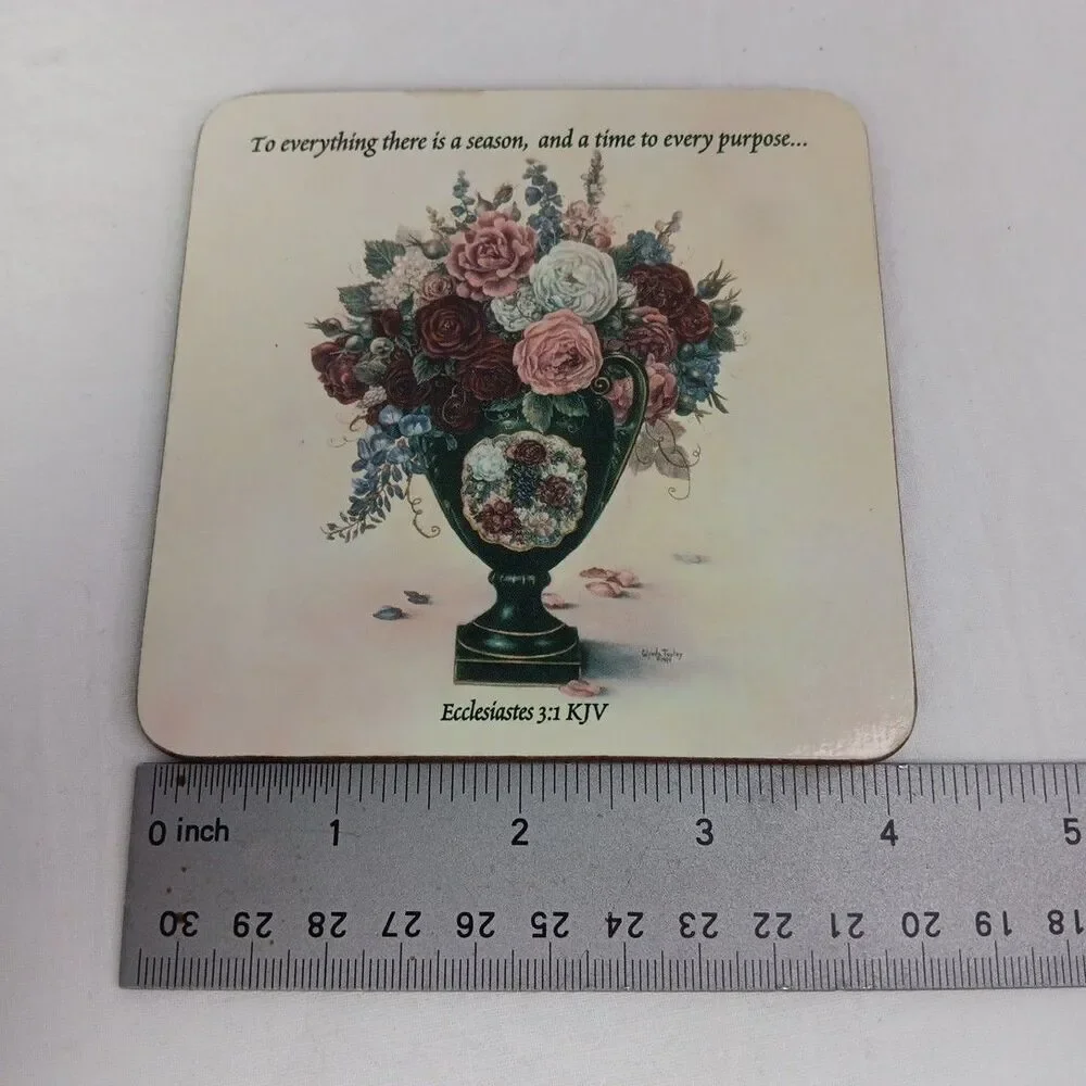 Glynda Turley Art Cork Coasters Ecclesiastes 3.1 KJV Season and Purpose Quote